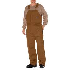 Dickies Mens Canvas Insulated Bib Wide Leg Overall Brown