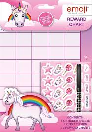 Details About 2 Emoji Unicorn Themed Wipe Clean Childrens Reward Charts With Stickers Pen