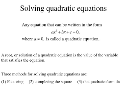 solving quadratic equations powerpoint