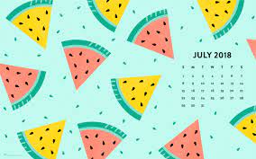 july 2018 watermelon calendar wallpaper