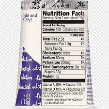 nutrition facts label yoplait low fat