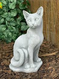 Sitting Cat Figurine Stone Cat Statue