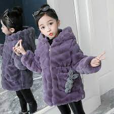 Kids Girls Faux Fur Coat Winter Warm