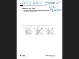 Algebra 1 5 4 Solving Special Systems