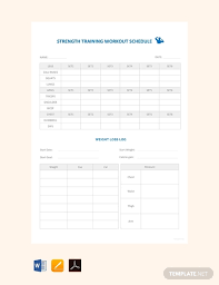 Free Strength Training Workout Schedule Template Pdf