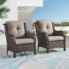 brown wicker outdoor patio lounge chair