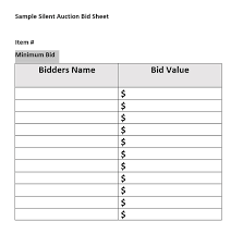 11 Amazing Silent Auction Bid Sheet Template Word Excel