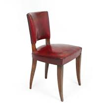 art deco red leather dining chairs