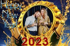frame happy new year with chagne