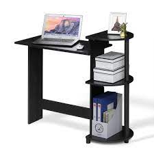 Made to look like a solid block of wood, the contrasting wood and steel components make this desk a true statement piece. Furinno Compact Computer Desk With Shelves Americano Black 11181am Bk Walmart Com Walmart Com