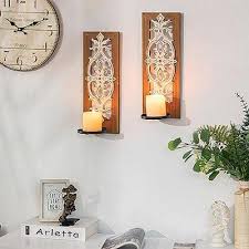 Rustic Wood Candle Sconces Wall Decor