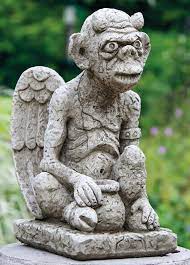 Gargoyle W Pot Stone Statue Gremlin