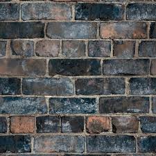 Durham Brick Wallpaper Navy Grey Stone