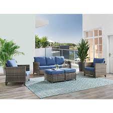 Hummuh Riverside 5 Piece Wicker Patio