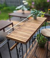 Balcony Bar Table Teak Bartop Foldable