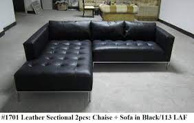 2pc modern contemporary black leather