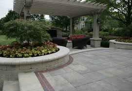 Unilock Paver Patio With Steps Planter