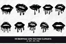 dripping lips vector cliparts 10