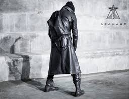 Dark Fashion Leather Trench Coat Mens