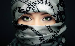 women scarf green eyes hijab