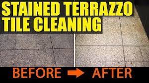 stained terrazzo tiles cleaned at a