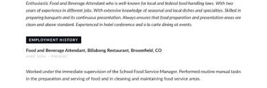 Sample resort hotel lifeguard cv template. 22 Food And Beverage Attendant Resume Examples Word Pdf 2020