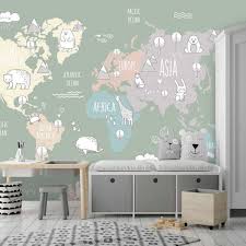 World Map Wallpaper Mural For Kids With