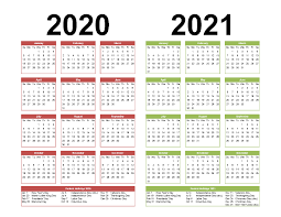 2021 calendar printable template including week numbers and united states holidays, available in pdf word excel jpg format, free download or print. 2 Year Calendar Printable 2020 2021 Word Pdf Image Free Printable 2020 Calendar Templat Calendar Printables Printable Calendar Template Calender Printables