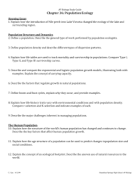 ap biology study guide ap biology study guide chapter 36 population ecology opening essay 1 explain how the introduction of nile perch into lake victoria changed the ecology of