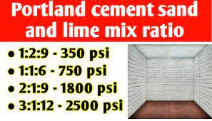 portland cement sand and lime mix ratio