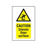 caution uneven floor surface symbol and