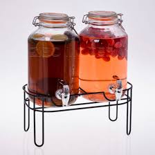 glass drink dispensers with metal stand