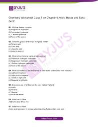 cl 7 chemistry worksheet on chapter