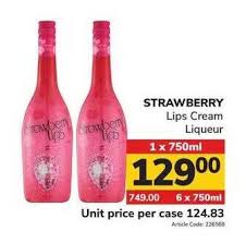strawberry lips cream liqueur 1 x 750ml