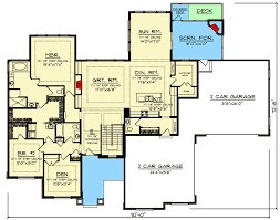 Walkout Ranch Home Plan With 4 Car