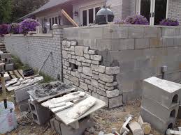 Cinder Block Retaining Wall Stone Facade Design Cinder