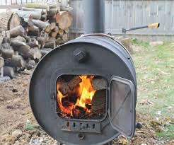 wood stove from steel drums