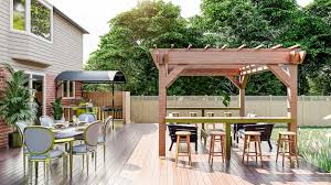 Backyard Deck And Outdoor Kitchen Area