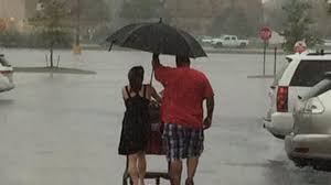photo of man holding umbrella for
