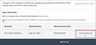 cancel subscriptions on amazon prime video