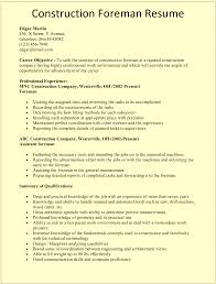 Construction Foreman Resume Examples
