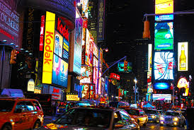 times square at night in new york city