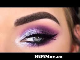 purple glitter eye makeup tutorial from