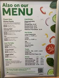 Subway Menu Prices Uk Updated December 2019