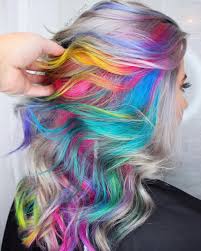 Blonde colourful colourful endings happy long rainbow streaks wavy. 29 Photos Of Rainbow Hair Ideas To Consider For 2020