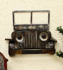 wrought iron jeep car in brown with