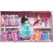 barbie doll set with clothes makeup and