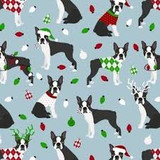 boston terrier fabric wallpaper and