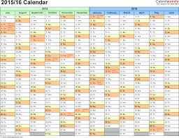 Split Year Calendars 2015 2016 July To June Pdf Templates