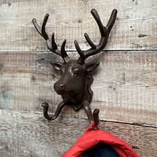 Cast Iron Stag Head Wall Coat Hook Rack